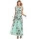 Female holiday, beach delicate pleated swing dress, printing, loose