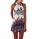 Women cotton beach dress, geometric print mini, scattered