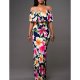 Women Plus Size Holiday petal sleeve tight dress, strapless flounced floral, Slim