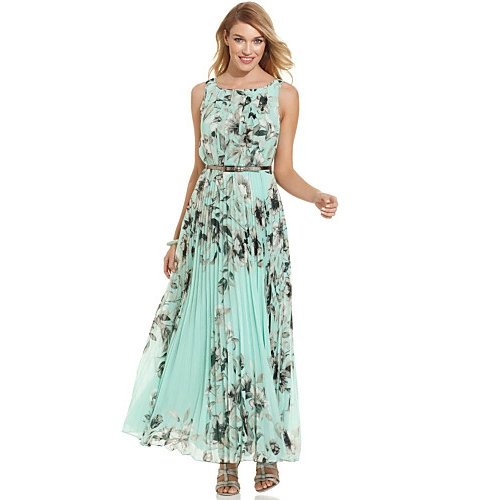 Female holiday, beach delicate pleated swing dress, printing, loose