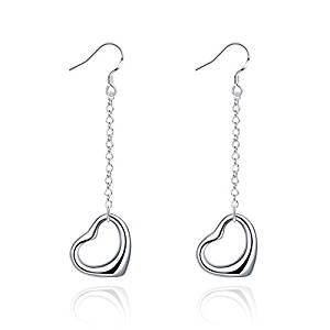 Silver earrings heart earrings pattern: earrings Christmas gift for women